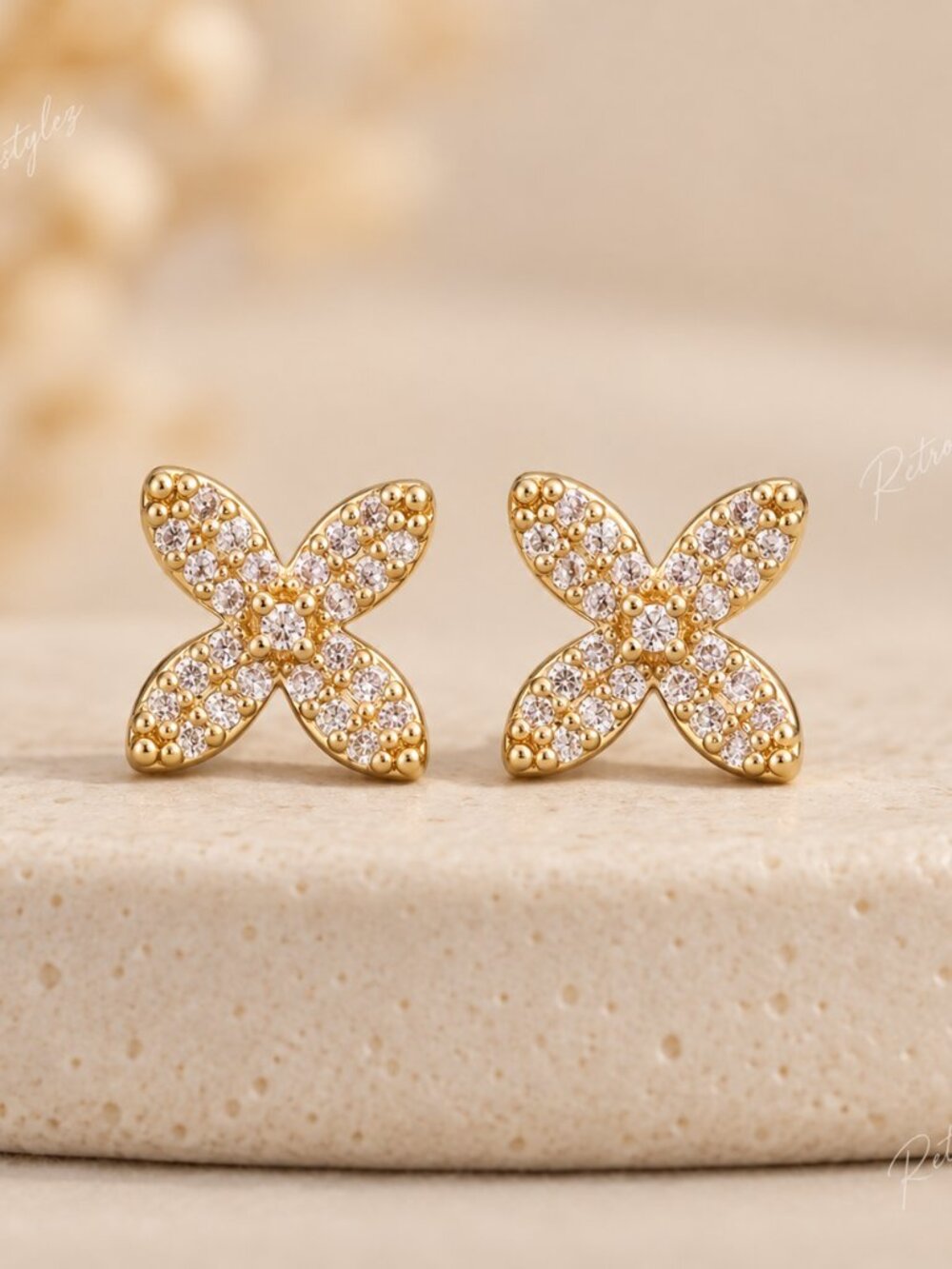 18K Gold Womens 2ct Diamond Modern Style Stud Earrings 18 K Silver Studs Jewelry